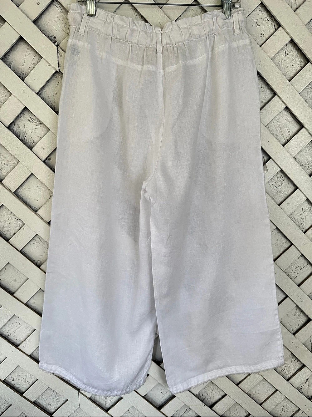 cloth & stone Wide Leg Linen Pants Size Medium White Raw Hem